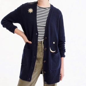 J. Crew Navy Stars Wool Cardigan